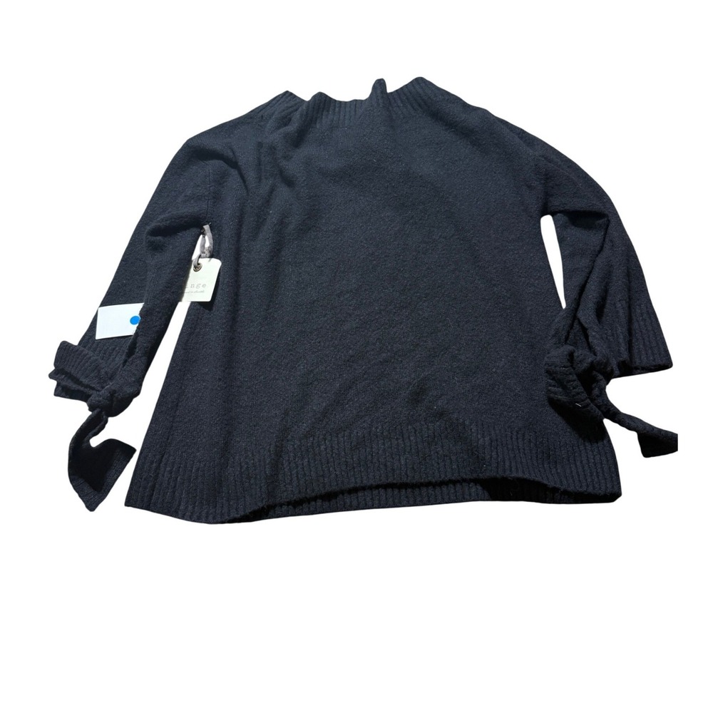 Hinge Womens Black Tie Cuff Bell Sleeve Boat Neck Pullover Sweater Size M NWT